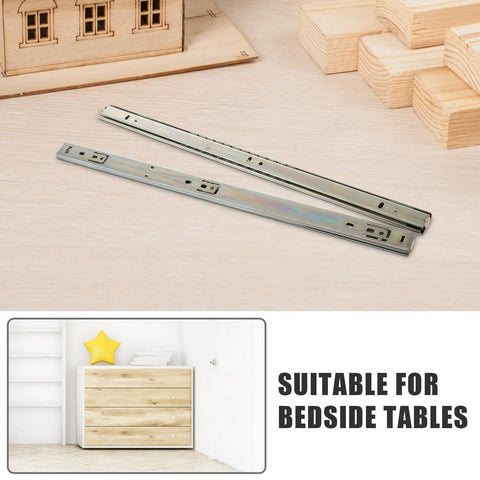 Two Pack Heavy Duty Side Mount Drawer Slides Gliding Silent Mouse On Steel Ball Bearings Rust Resistant Galvanized Finish For Smooth Cabinet Doors Toolbox Drawers Workbench Trays And Dope Nightstand Storage Gear side view on wood surface