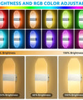 RGB LED Wall Sconce Lights With Stepless Dimming And Bluetooth Control, color and brightness options, 2 pack display