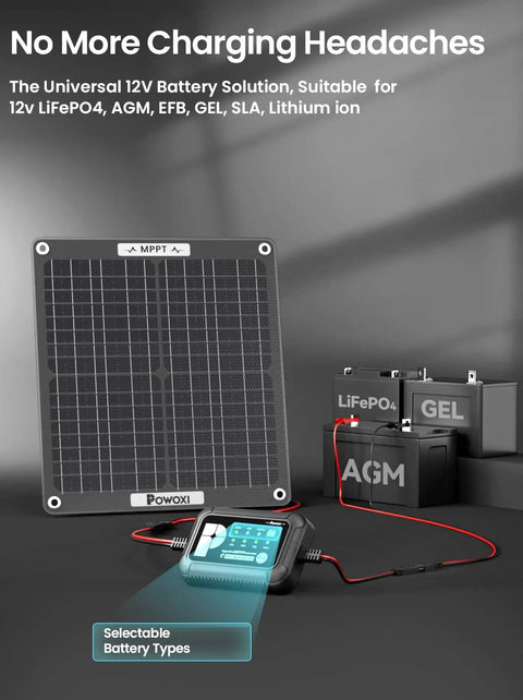30W Solar Battery Charger With MPPT Controller And Adjustable Parameters 12V Trickle Maintainer for multiple battery types