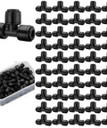 50 Pack Quick Connect Quarter Inch Drip Irrigation Tee Connectors Universal Fittings For Quarter Inch Tubing Leak Free And Ez Install