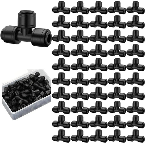 50 Pack Quick Connect Quarter Inch Drip Irrigation Tee Connectors Universal Fittings For Quarter Inch Tubing Leak Free And Ez Install