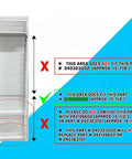 Diagram showing 2 Pack Refrigerator Shelf Set for Frigidaire 240323002 side door fitment details with do's and don'ts.