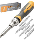 Professional 16 In 1 Ratcheting Multi Bit Screwdriver Set With Premium Hardened S2 Steel Bits and Nickel Coated Rust Proof Finish