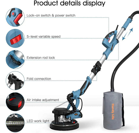 Beast 800W Electric Drywall Sander With 5 Speed Settings Foldable Design for smooth plasterboard walls and ceilings pro tool