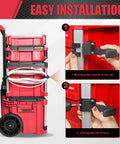Installation steps for Extension Cord Holder For Packout Toolbox Storage And Cord Organizer Space Saving Corner Rail Clips.
