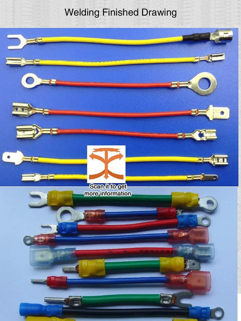 Welding finished drawing showing various colored wire terminals for the Heavy Duty Automatic Wire Crimping Machine.