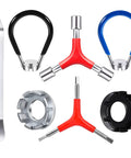 Portable Bicycle Spoke Wrench Set 7 Piece Kit With 8 Way Rim Truing Tool Spoke Keys Rubber Handles Tire Lever Y Type Hex Wrenches