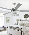 Crystal Ceiling Fan With Lights And Remote Control 52 Inch Rustic Modern Vibe Ceiling Fan With Five Reversible Wooden Blades