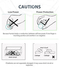Caution instructions for CR2450 3V Lithium Batteries 10 Pack Grade A Coin Cells on power loss and short circuit risks.