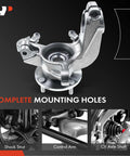 Plug And Play Front Right Steering Knuckle And Wheel Bearing Hub Assembly For Ford Focus 2000 2001 2002 2003 2004 Passenger Side Direct Fit Replacement ABS And Non ABS Compatible shown with complete mounting holes