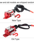 Rock Hard Red 1:10 Rc Crawler Winch Metal Cable Puller with Heavy Duty CNC Precision Design top view of new and old types