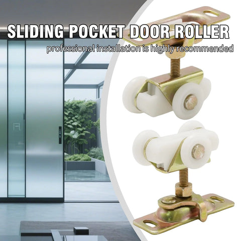 Sliding Pocket Door Rollers Assembly, 2 Pack Top Hanger Replacement Kit For Johnson Bypass Closet Doors, Three Quarter Inch Roller Wheels