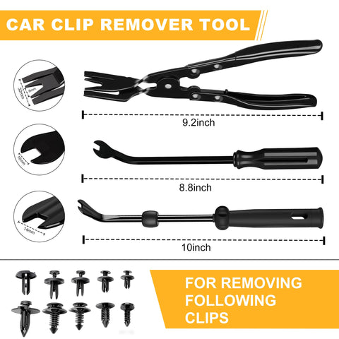 10 Piece Car Trim Removal Tool Kit With Non Scratch Plastic Pry Tools And Auto Clip Pliers for removing clips