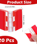20 Pcs Self-Adhesive Clear Acrylic Hinges 35x25mm showing size dimensions and red adhesive backing