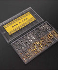 Pro Grade Gear All In One Watch Link Removal Tool Kit with stainless steel and gold crowns in a transparent box
