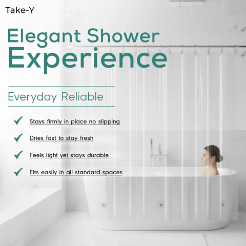 Magnet Grip Shower Curtain Liner With Weighted Magnets, 72x72 Inches, Premium PEVA Waterproof, in a modern bathroom setup