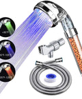 LED Shower Head With Hose And Adjustable Arm Bracket High Pressure Filtration Handheld Shower for Dry Skin Color Changing