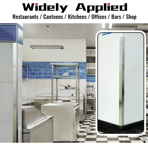Premium 304 Stainless Steel Corner Guards in a kitchen setting, showcasing protection for walls and counters.