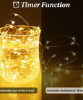 4 Pack 80 Ft 240 LED Fairy Lights Battery Powered With Remote And Timer No Fuss 8 Modes Twinkle String Lights shown in a glass