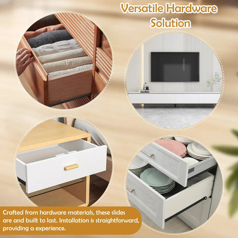 Bottom Mount Drawer Slides 1 Pair Smooth Opening and Closing Iron Drawer Slides for Furniture Applications DIY Projects Durable Heavy Duty