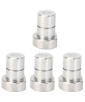 Set Of Four Stainless Steel Bench Dogs For Three Quarter Inch Workbenches, Heavy Duty Woodworking Clamps shown in a group