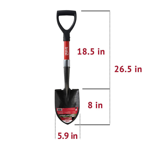 Mini D Handle Shovel For Garden Camping Beach And Outdoor Adventures With A Heat Treated Head Rust Resistant Powder Coat Non Slip Grip Lightweight Fiberglass Handle Go To Digging Tool For Tough Dirt with size measurements 26.5 x 18.5 x 8 inches
