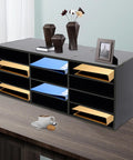 12 Slot Mail Sorter Organizer Desk File Holder with Top Platform for keys, envelopes, small office essentials, PVC black