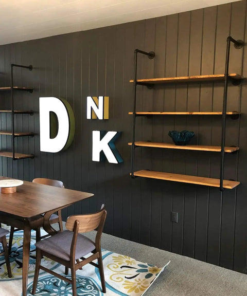 Industrial Pipe Shelving Kit 55 Inch Tall 5 Tier DIY Wall Mounted Iron Pipe Bracket System Matte Black Heavy Duty Shelving