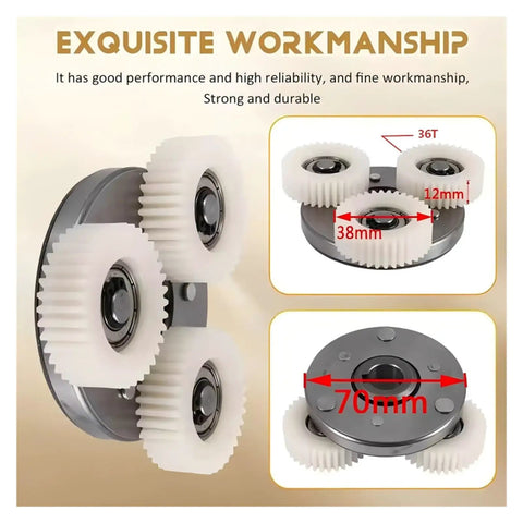 Beefed Up Three 36T Nylon Planetary Gears Kit With 70mm Clutch, 38mm Outer Diameter, Replacement Motor Drive Gear For Ebike Electric Bike