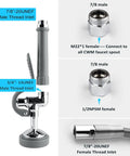 Commercial Sink Sprayer With 45 Inch Flexible Stainless Steel Hose And 1.42 GPM Pre Rinse Valve showing thread inlets