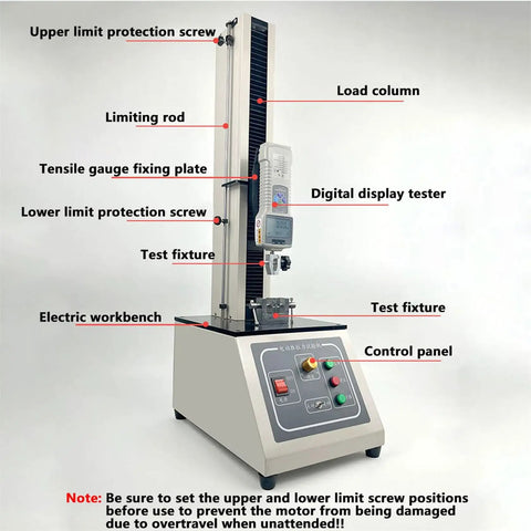 All In One Digital Tensile Testing Machine With Force Gauge For Pull And Tension Tests, 450 Mm Stroke, 999 Data Storage, Includes 2 Clamps And 5 Probes For Wire Harness And Terminal Tensile Testing, Pro Grade Shop Floor Workhorse, front view