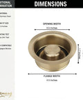Level Up Your Kitchen Setup With This Premium Champagne Bronze Sink Garbage Disposal Flange Replacement Ring Featuring Warm Brushed Gold Finish For Easy Undermount Swap Total Home Refresh, showing dimensions 3.5 inches opening, 4.5 inches flange, 1.7 inches height.