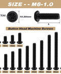 Badass M6 X 12mm Black Security Screws And Bolts 50 Pack 304 Stainless Steel Button Head Torx Pin, size guide for fasteners.