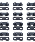 Pro Grade Chainsaw Chain Breaker Kit With 12 Repair Straps, showing rows of black metal master link straps with bolts.