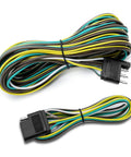 Heavy Duty 25 Foot 4 Pin Flat Trailer Wire Extension Kit With 18 AWG Color Coded Wishbone Harness For Rv Camper Setup, displaying flat plugs and colorful cables.