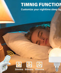 Woman sleeping under light from Rechargeable Light Bulb With Remote Timer And 15 Color Options Battery Operated Magnetic Puck LED Bulb