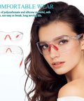 Straight Up Durable Four Pack Kickass Wraparound Safety Glasses Featuring Soft Silicone Frames And Ansi Z871 Certified Lenses For Slick Everyday Eye Protection That Hits Just Right with clear lenses and red accents on the frame.