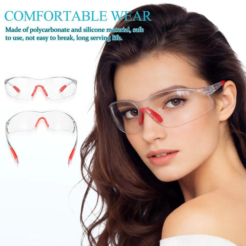 Straight Up Durable Four Pack Kickass Wraparound Safety Glasses Featuring Soft Silicone Frames And Ansi Z871 Certified Lenses For Slick Everyday Eye Protection That Hits Just Right with clear lenses and red accents on the frame.