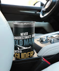 "Sailplane Pilot Insulated Stainless Steel Tumbler For Glider Club Members And Aviation Fans" in car cup holder