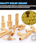 80-piece brass hose barb fittings kit with assorted barb sizes 1/8–1/2 in and clamps
