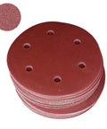 Rock Solid 50 Pack Of 9 Inch Aluminum Sanding Discs With 6 Holes And Hook Loop Backing, stacked for sanding wood and plasterboard.