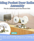 4Pcs Sliding Pocket Door Rollers Assembly For Hardware Kit Replacement with top hanger and silent twin roller wheels