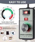 Heavy Duty AC Motor Speed Controller 120V 15A Variable Fan Speed Regulator With Led Digital Display showing speed dial and controls.