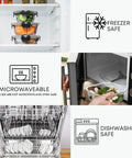 30 Piece Glass Food Storage Containers Set With Lids For Meal Prep And Leftovers in freezer, microwave, and dishwasher