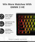 Straight Up Game Changer 100 Percent Mechanical Gaming Keyboard With Hall Effect Rapid Trigger And Blazing 8000Hz Polling Rate Fully Hot Swap Modular Gasket Board Smooth Doubleshot Pbt Keycaps In Classic Black, shown from the front with RGB lighting.