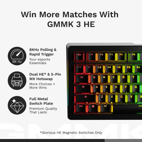 Straight Up Game Changer 100 Percent Mechanical Gaming Keyboard With Hall Effect Rapid Trigger And Blazing 8000Hz Polling Rate Fully Hot Swap Modular Gasket Board Smooth Doubleshot Pbt Keycaps In Classic Black, shown from the front with RGB lighting.