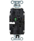 Heavy Duty Screwless Duplex Receptacles 15A 125V Tamper Resistant Quick Wire Commercial Grade Wall Outlets 1 Gang White back view showing wiring terminals