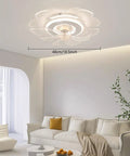 Ceiling Fan with Light 18.5 inch App Control Flush Mount Low Noise 6 Gears, stylish flower design in a modern living room.
