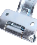 Close-up of Heavy Duty 16 Inch Trailer Door Strap Hinge Set For Side Doors On Enclosed Cargo Trailers And RVs Offset Bent Metal Hinges