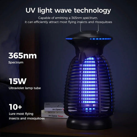 LED Bug Zapper For Home And Outdoors With Powerful Mosquito Killer Light That Attracts Mosquitoes At Night, black unit